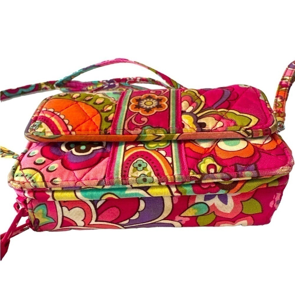 Vera Bradley All In One Colorful Crossbody Wristlet Strap Double Zipper Wallet